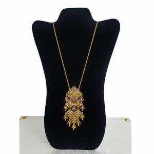 Vtg 70s Monet Filigree Chandelier Pendant Necklace